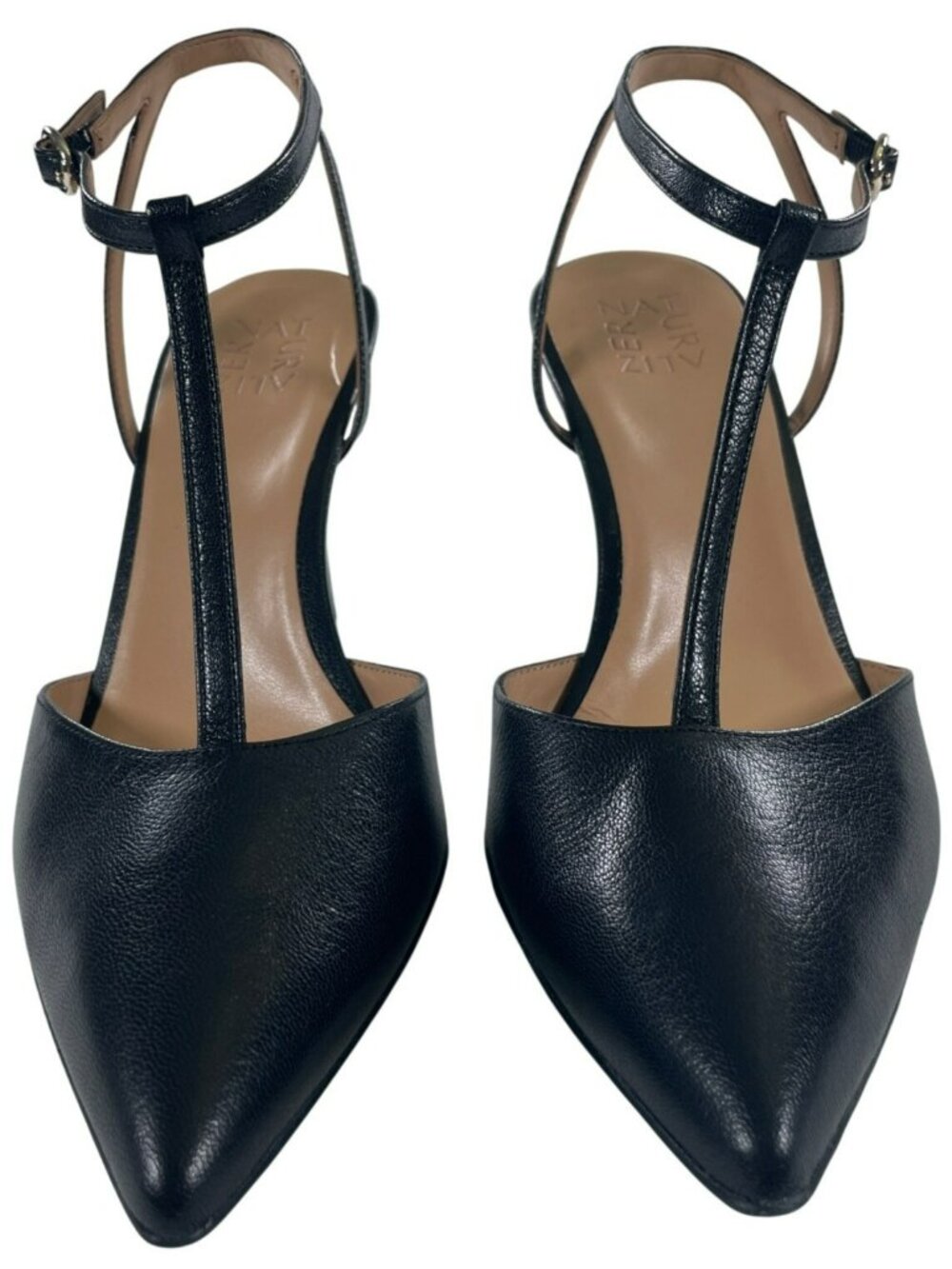 Naturalizer Astrid Heels Black Leather Pointed Toe T-Strap Women's Size 10 NEW - Picture 5 of 11